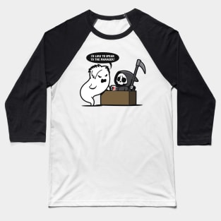 Funny Karen Ghost Complaining Grim Reaper Death Cute Cartoon Baseball T-Shirt